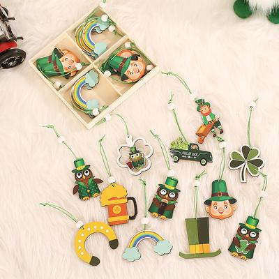 12 pezzi creativi ciondolo portafortuna trifoglio verde decorazione per festa irlandese per celebrare la festa di San Patrizio. Regali di scena per le feste irlandesi di San Patrizio