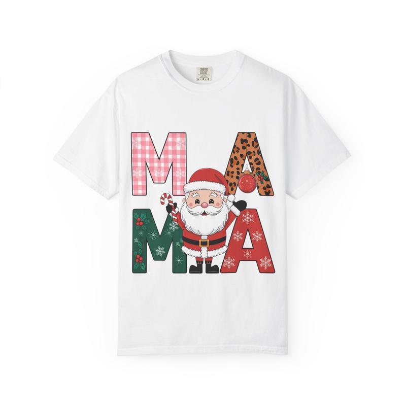 Christmas Mom T-shirt for Both Men and Women, Holiday Pattern Hip-hop Print Short-sleeved, Christmas Harajuku Style