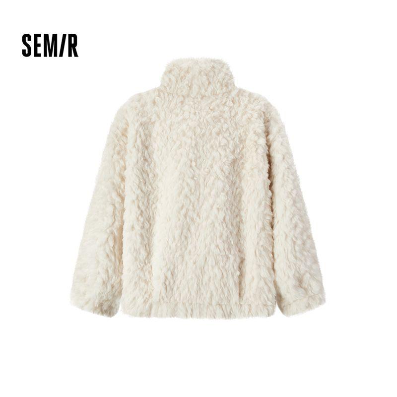 

Senma Outwear Women s Faux Rabbit Fur Late Autumn Women s Clothing Popular Clothes Patchwork 2024 New Arrival Winter Stand Collar Stuffed Jacket White 00311 165/88A/L