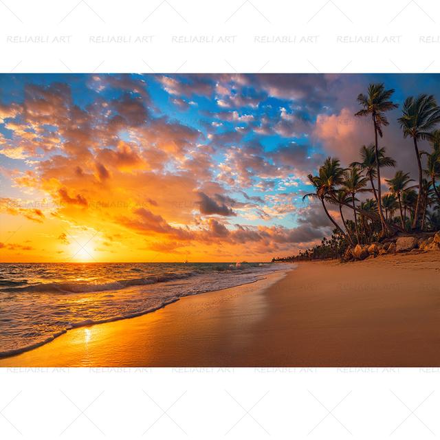 Seaside Beach Palm Tree Coconut Tree Poster Landscape Pictures for Living Room Canvas Painting Prints Modern Home Decor Wall Art