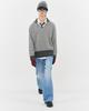 Beullusseonpeullawo Merino Wool Striped Half Knit Zip-Up - Gray