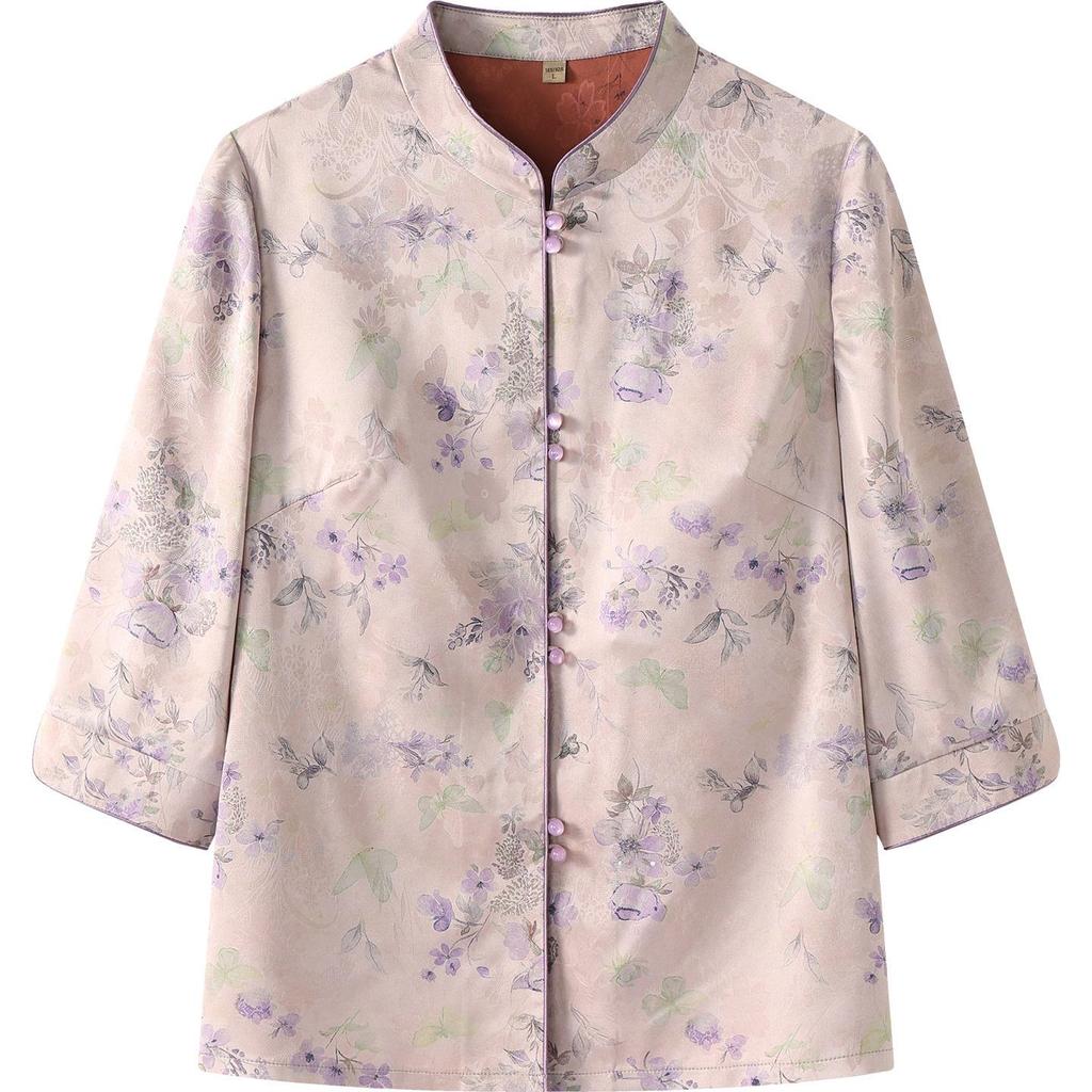 Grandma's Chinese Style Top: Elegant Spring/Summer Shirt for Elderly Women