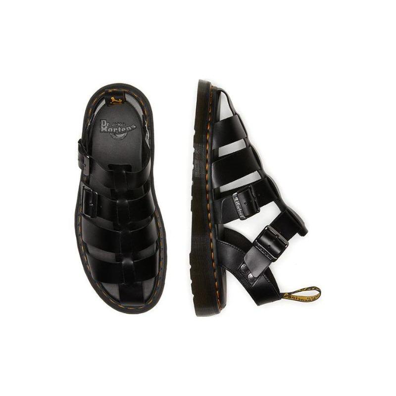 Dr. Martens Leather Hollow Out Roman Sandals Unisex Black 30766001