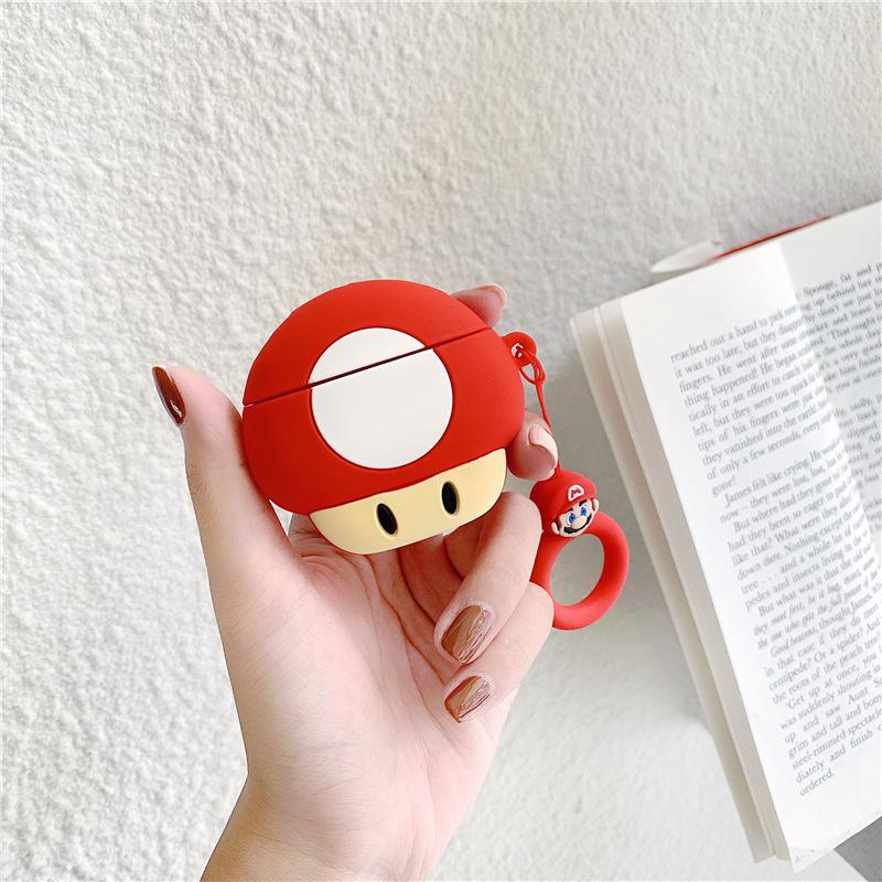 Cartoon Mario Apple AirPods 4 Bluetooth headset case, anti-drop case is suitable for 2/3 generation mushrooms.