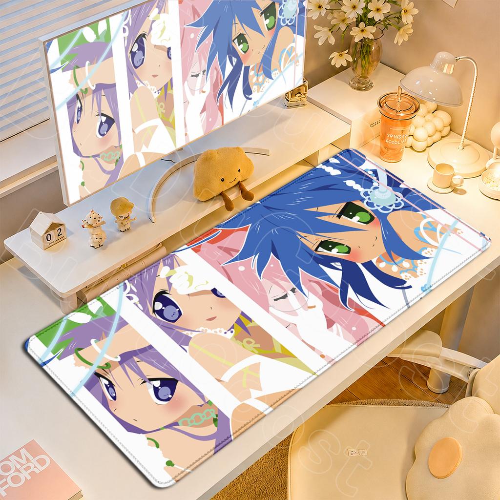 Large Office Cabinet Keyboard Mat Anime Lucky Star Konata Izumi's Mouse Pad PC Accessories Large Cute Locking Edge Laptop Carpet