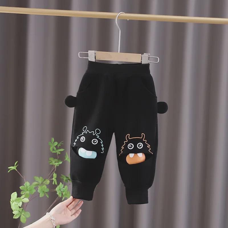 "2024 Kids' Cute Cartoon Cotton Velvet Winter Sports Pants"