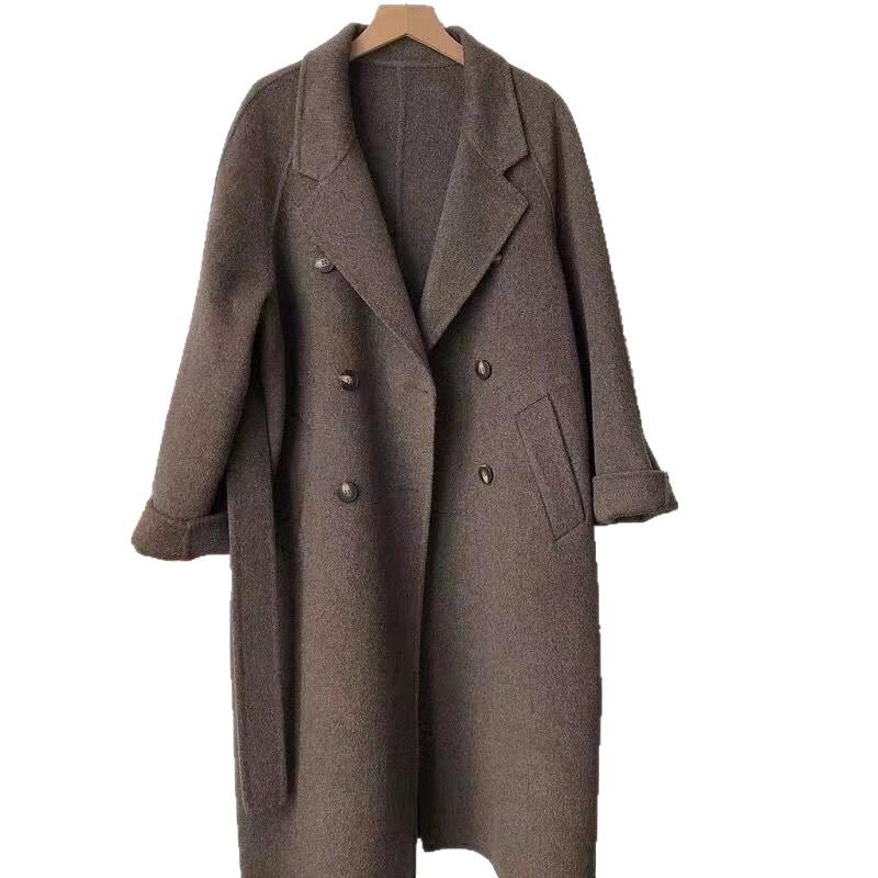 Women's Mid-length Woolen Coat - 2025 Autumn/Winter Hepburn Style, Petite Fit, Loose, Thickened for Warmth