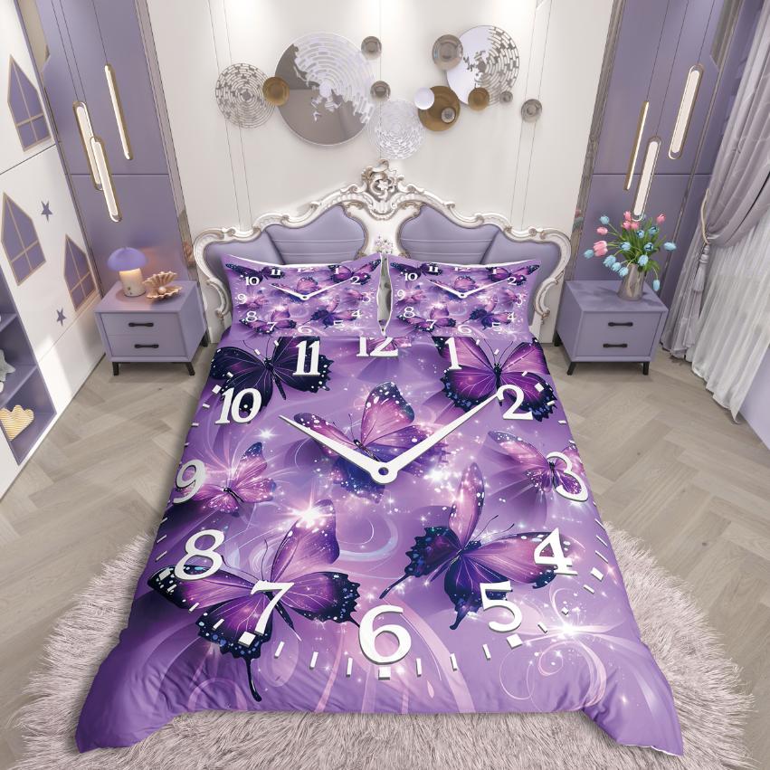 Homewish Flying Butterfly Duvet Cover SetChic Flower For Teens Bedding SetAbstract Gradient Decor