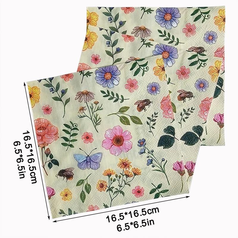 20pcs/pack Decoupage Table Paper Napkins Elegant Tissue Flower Birthday Wedding Party Home Beautiful Decor