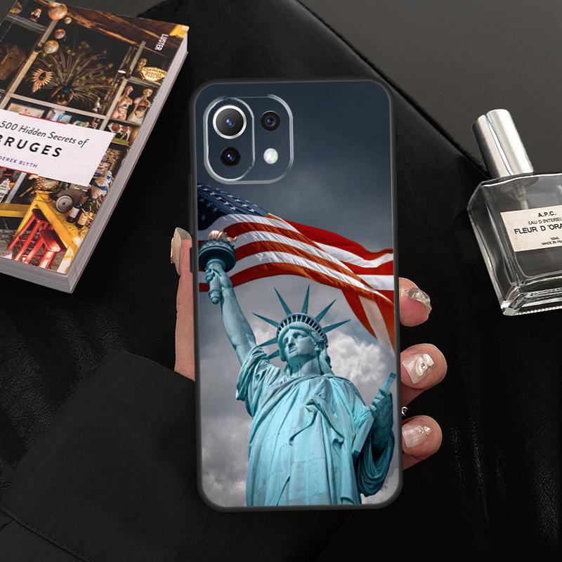 America Flag Statue of Liberty Case For Xiaomi 14T Pro 11T 12T 13T 13 14 15 Ultra POCO X7 Pro X3 X5 X6 M6 F5 F6 Pro Cover