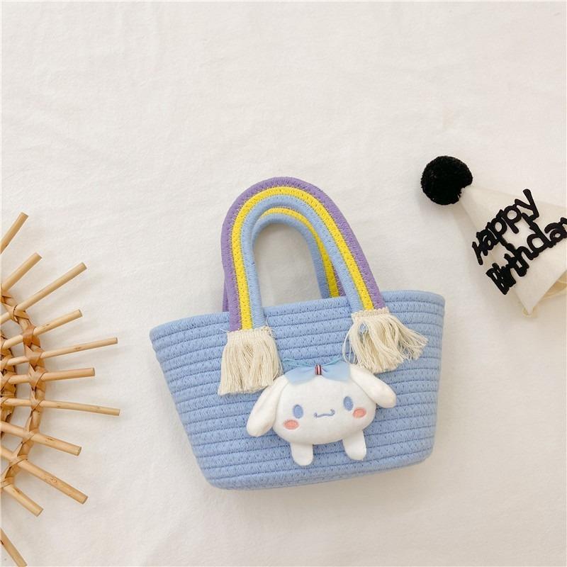Straw Bag Female Cute New Korean Version Trend Small Fresh Rainbow Handbag Internet Celebrity Versatile Foreign Style Hand Bag