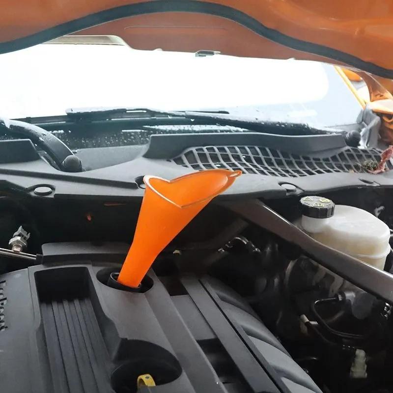 Car Long Stem Funnel Car Motorcycle Gasoline Oil Fuel Filling Tools Portable Anti-splash Plastic Oil Funnel Auto Accessories
