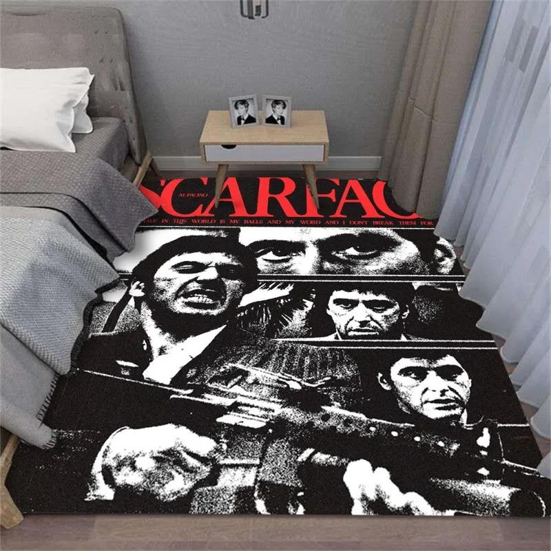 ELedvb Scarface Tony Printed Carpet for Home Living Room Decor Bedroom Sofa Floor Decorative Rugs Washable Area Mat Large Size