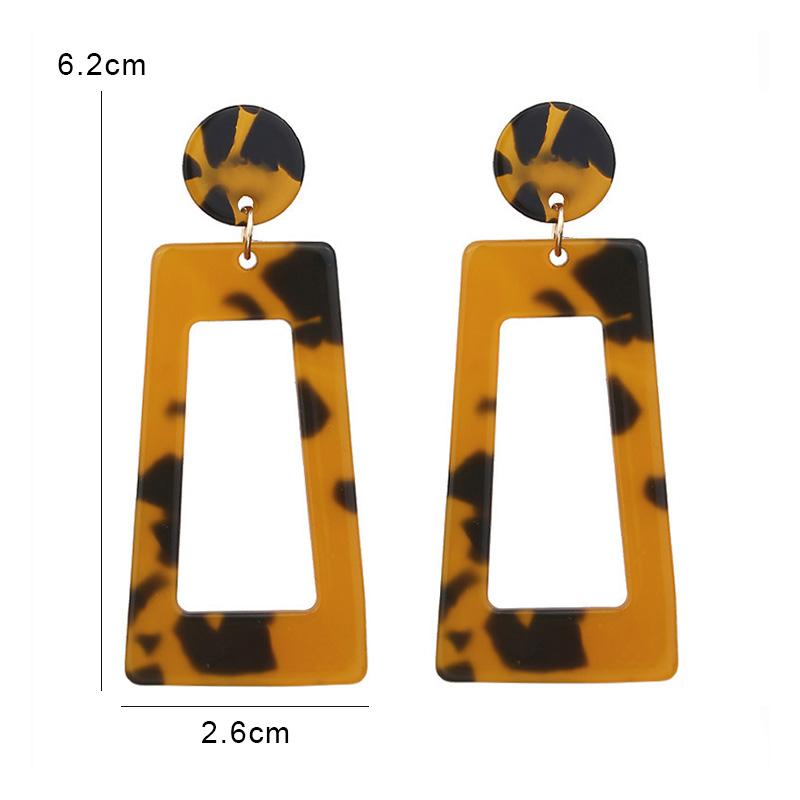 New Fashion Trapezoid Women's Dangle Earrings Leopard Print Acrylic Acetic Acid Sheet Geometric Circle Square Long Drop Earrings
