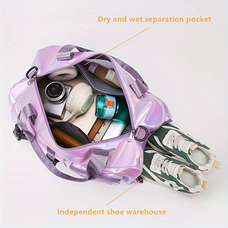 Large Capacity Women'S Nylon Travel Duffel Bag Dazzling Colorful Sports Fitness Bag Very Suitable for Outdoor Sports Travel  Fitness Yoga