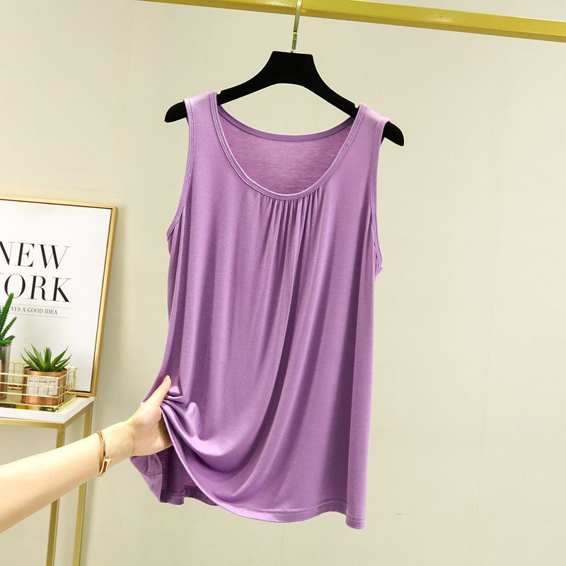 

Modal Camisole Women s Summer Thin Loose Plus Size Bottoming Shirt Inner Wear Pure Color Slimming Sleeveless round Neck Shirt TARO 2XL (75.00 kg-90.00 kg recommended