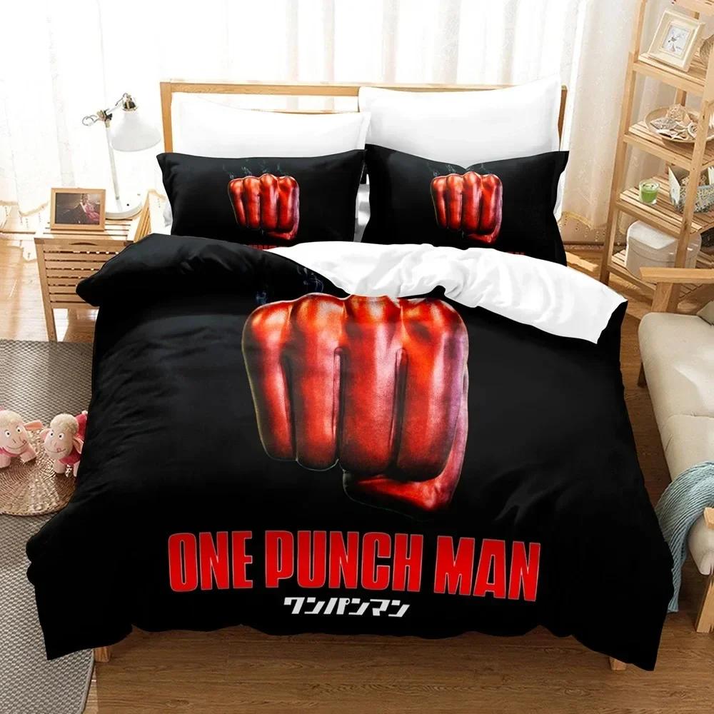 Anime One-Punch Man Saitama Sängkläder Set Pojkar Flickor Twin Queen Size Påslakan Örngott Säng Barn Vuxen Hemtextil