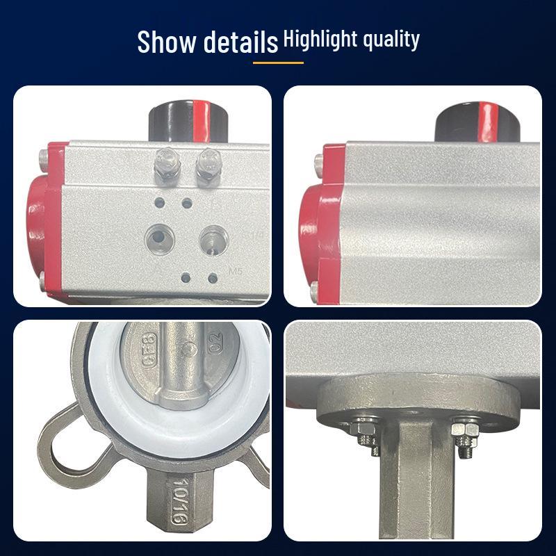AT PTFE Sealed D671X-10P Pneumatic 304 Stainless Steel Wafer Butterfly Valve