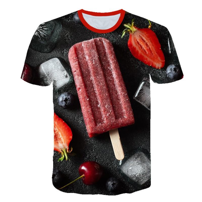 Fashion Ice Cream T-Shirts Summer Novelty Children's T-Shirt Boy Girl Clothes from 5 to 6 Years Tops Round Neck Girls Clothing