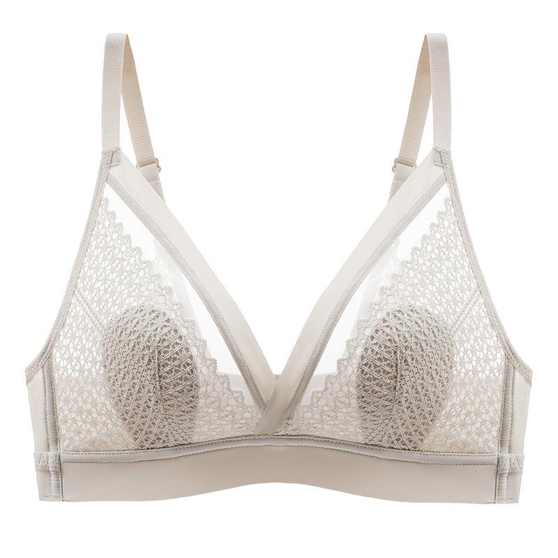 French Summer Ultra-thin Sexy Lace Latex Underwear Female Non-marking Collection of Breast Bra