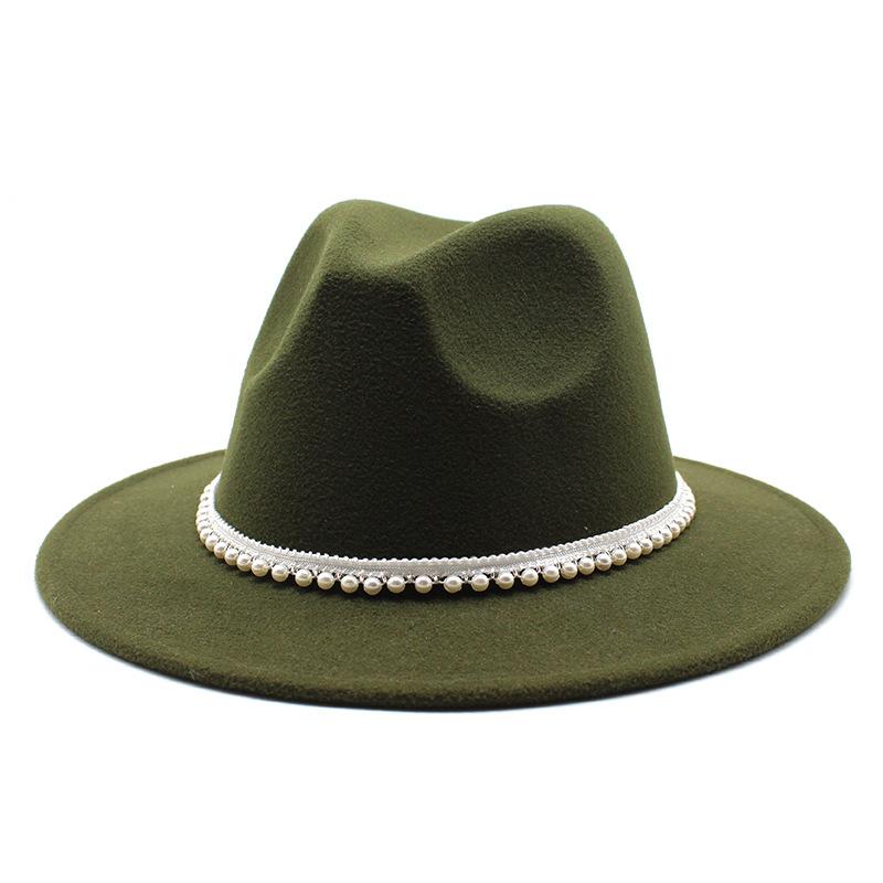 Autumn And Winter New Ribbon Hepburn Style Broad Brimmed Hat Fashion Flat Brim Top Hat Men And Women Woolen Fedora Hat