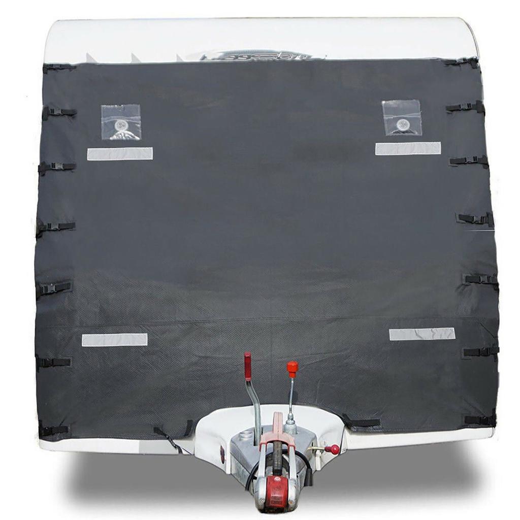 ZK30 Universal Black Oxford Cloth Caravan Front Towing Cover Protector Shield with LED Lights