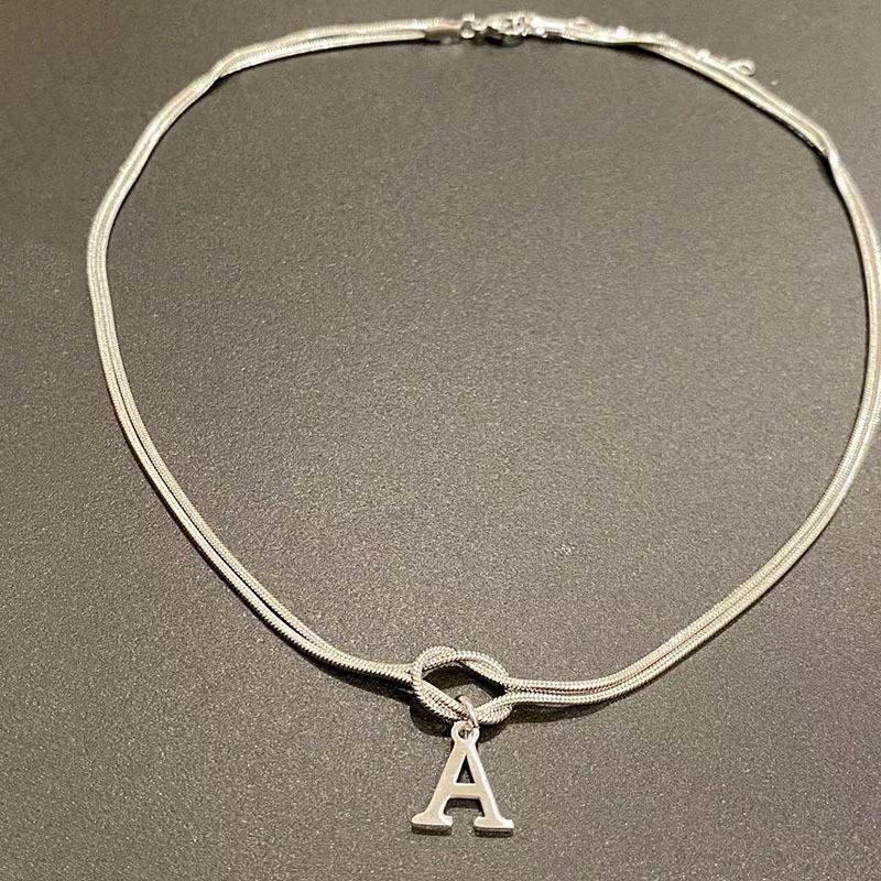 Valentine's Day Knot Snake Chain Couple Bracelet - Stainless Steel Handmade Herringbone Jewelry