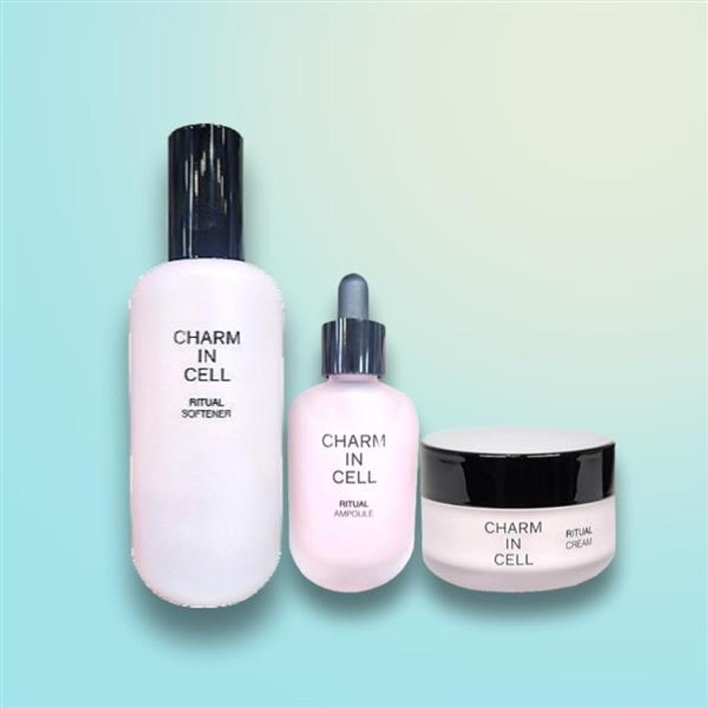 Chamzone Cham Incell Ritual Basic 3-piece Set (Softener + Ampoule + Cream) Collagen French Wine Elasticity Mother s Gift