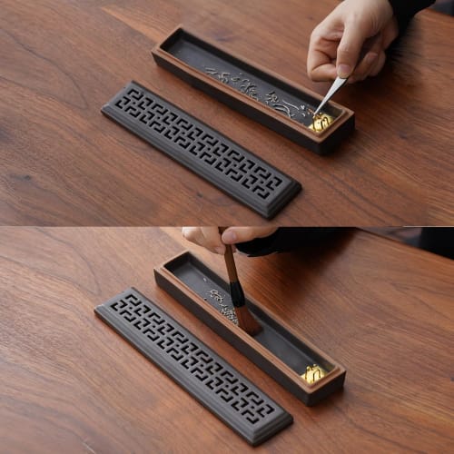 CEREMONY Incense Burner, Horizontal Stand, Safe, Stylish, Ceramic, with Stainless Steel Net, Portable, Perfect for Study, Meditation, Repose, Memorial