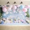 Romantic Pastel Balloon and Flower Backdrop Pink Blue Themed Background Banner for Girls