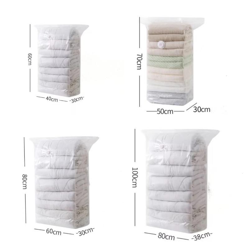 1-4PCS No Need Pump Vacuum Large Plastic Storage Bags Storing Clothes Blankets Reusable Compression Empty Bag Travel Accessories