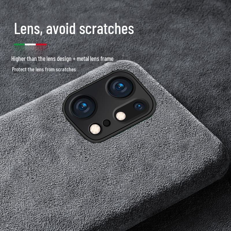 Genuine Leather Full-Cover Anti-Fall Case for OPPO Find X6/X5 Pro Suede Protective Case