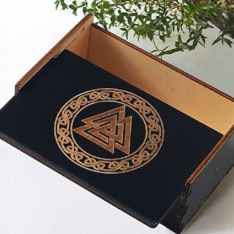 Portable Tarots Cards Box Astrology Divination Storage Case Wood Cards Container Exquisite Astrology Trinkets Box