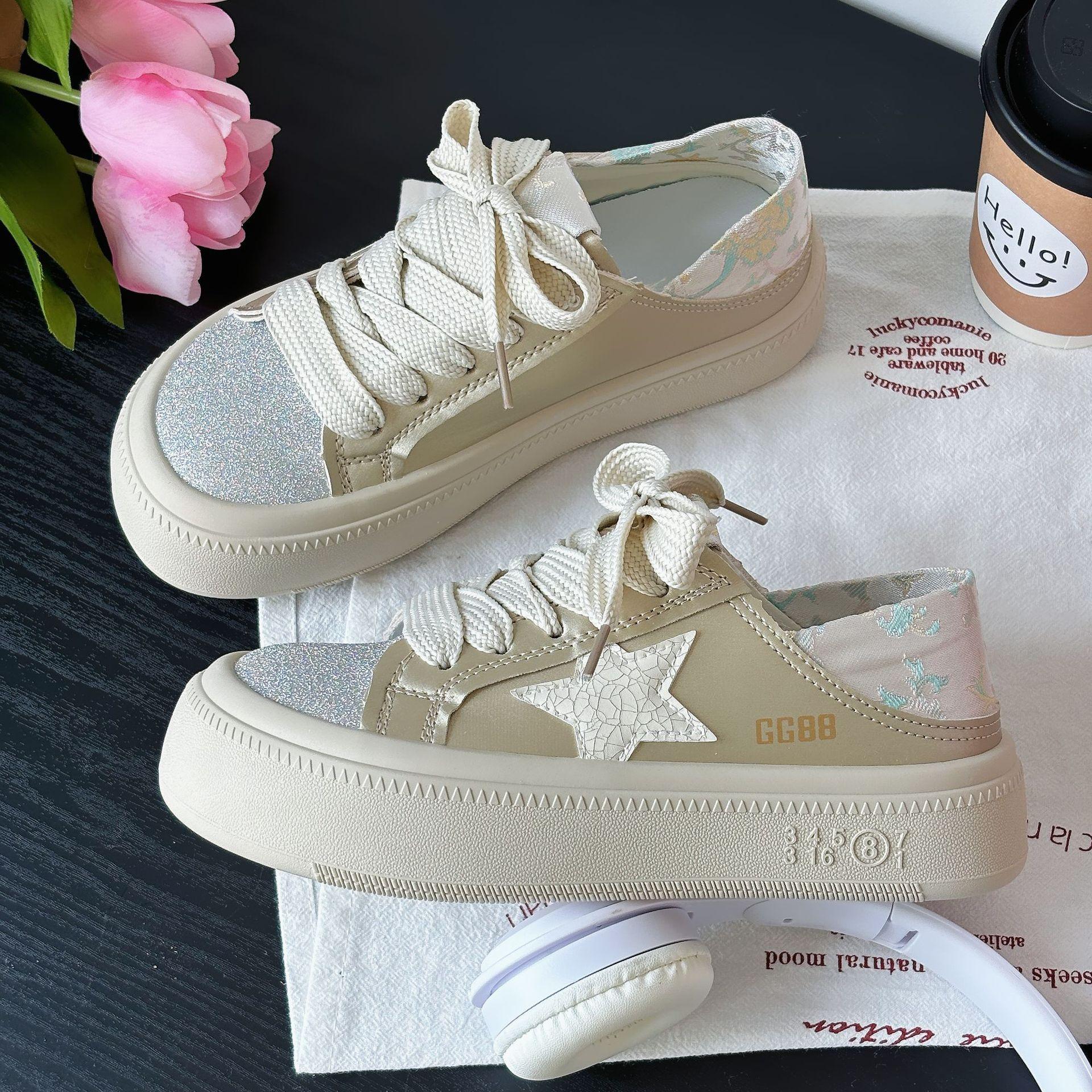 

Thick-soled stars wear two casual little white shoes women s shoes 2025 summer new satin lazy shoes board shoes soft-soled shoes 40