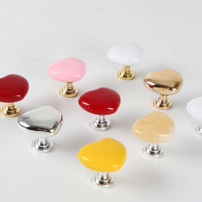 1pc Colored Love-shaped Plastic Cupboard Door Handle Wardrobe Bedside Table Drawer Closet Single-hole Handle