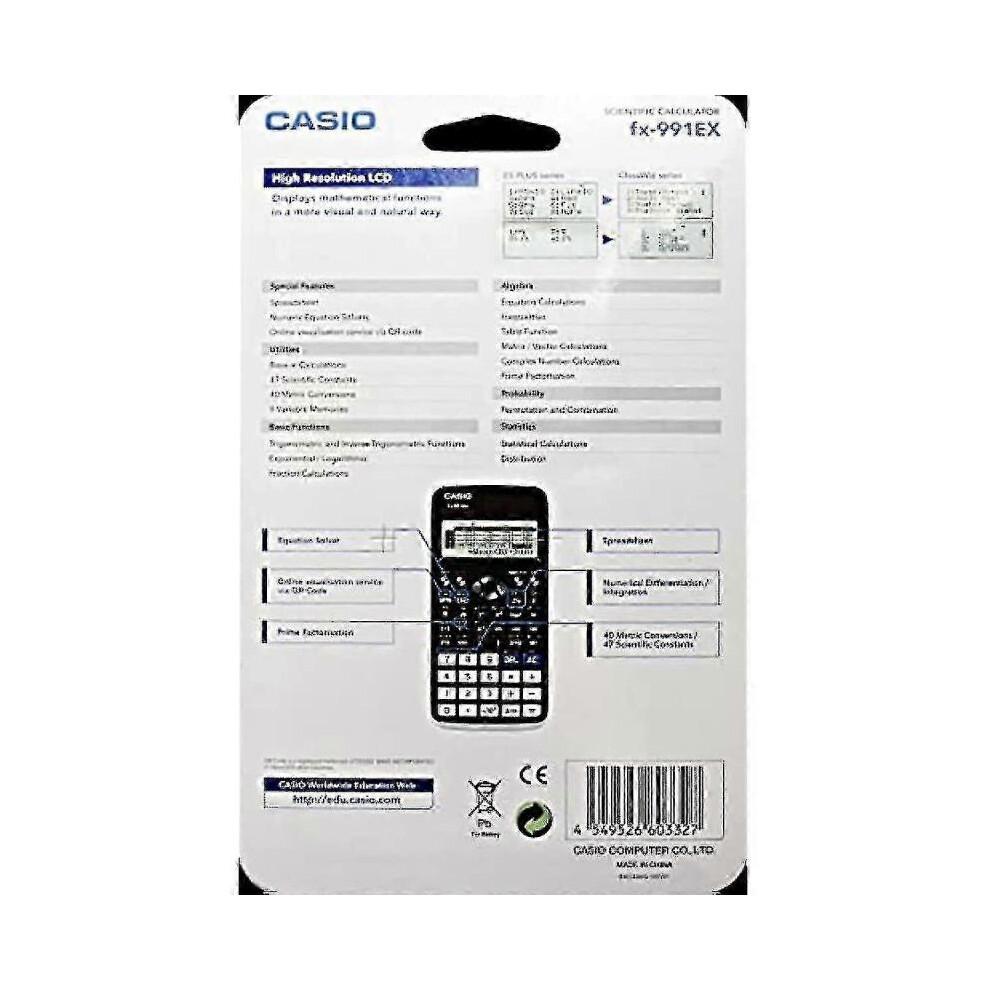 Casio Fx-991ex Fortgeschrittener Ingenieurwissenschaftlicher Taschenrechner (UK-Version) Schwarz