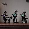 Spooky Table Decorations 3Pcs Halloween Decoration Black Cat Ghost Witch Hat Decor Centerpiece Rustic Farmhouse Wooden Centerpieces for Home Office