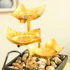 Gold Tabletop Water Fountain 3 Tier Lotus Indoor Desktop Fountain Ornament with Light Small Decorative Waterfall Fountain for Home Bathroom