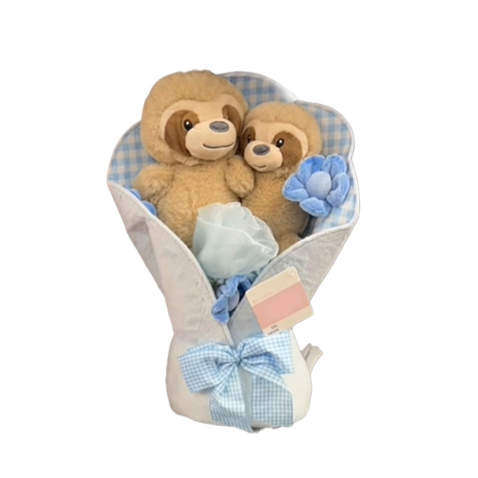 

Plush Sloth Toy Gift Set Soft Stuffed Animals with Decorative Wrapping and Fabric Bow Suitable for Home Display or Gift Giving One Size