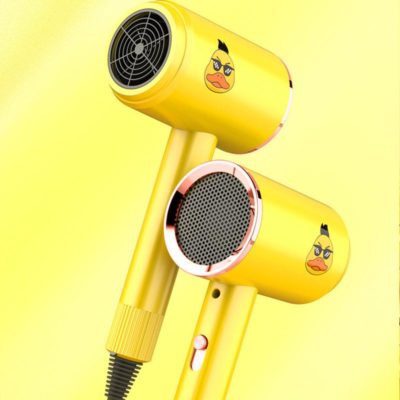 Social Duck Hair Dryer Portable Blower Fan Hotel Home Blue Light Hair Care Student Yellow