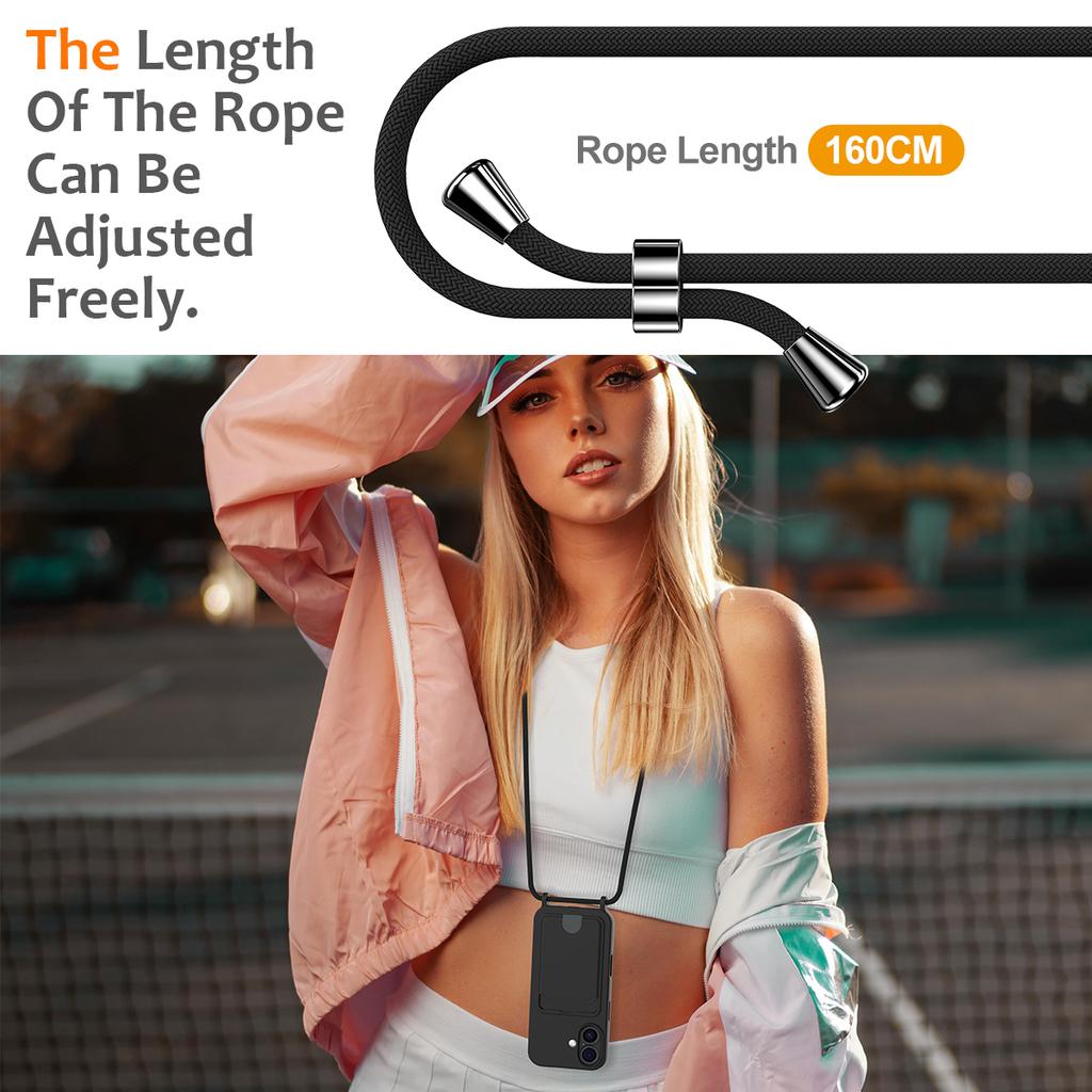 For iPhone 17 Case Liquid Silicone Card Holder Back Phone Cover with Lanyard