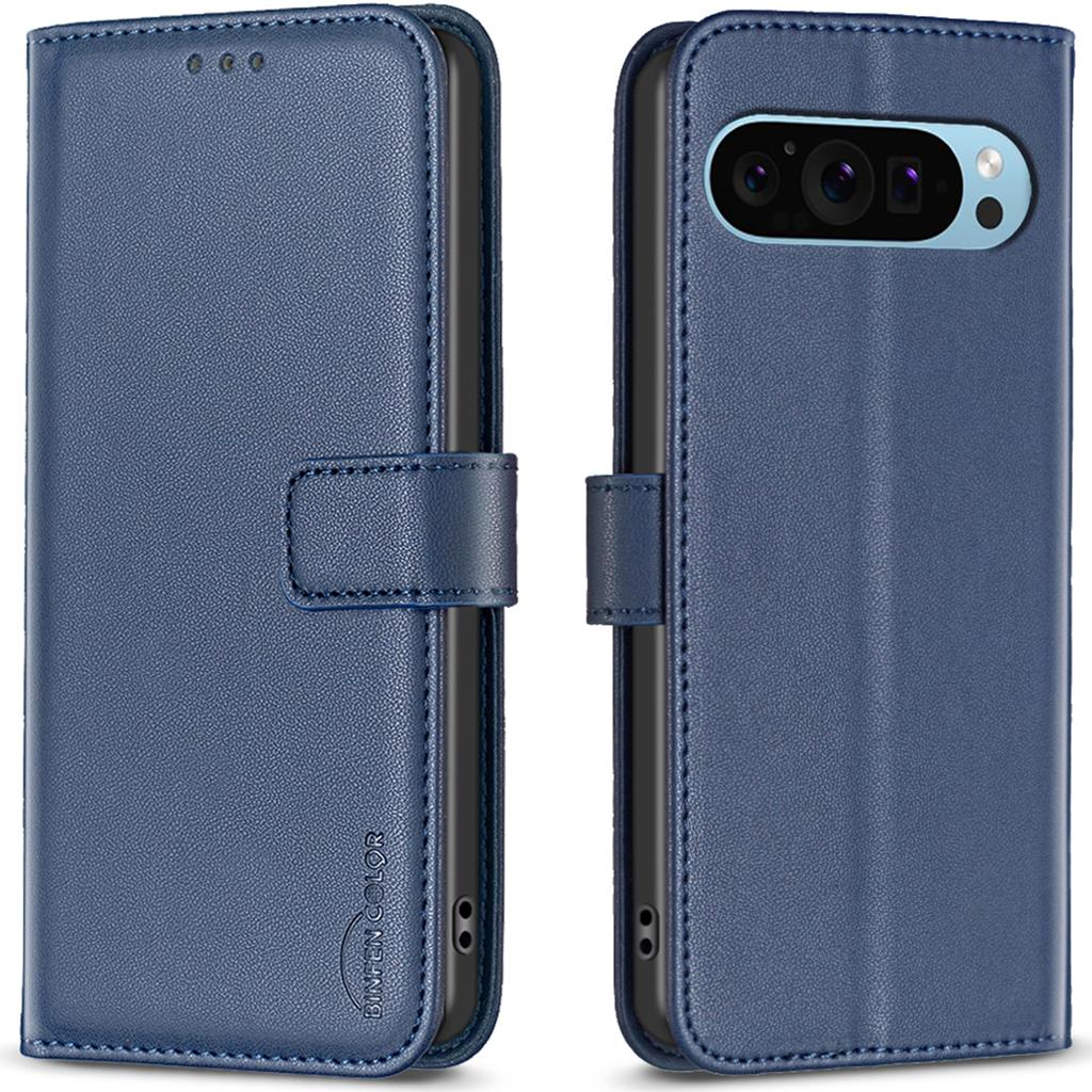 BINFEN COLOR BF17 Etui Magnetyczne na Telefon Odporne na Upadki Skórzane z Przegródkami na Karty Pokrowiec dla Google Pixel 9/Pixel 9 Pro