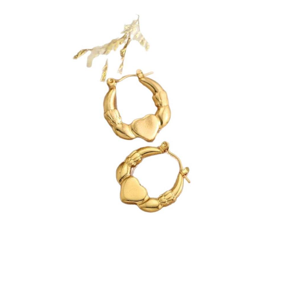 Geometric Irregular Hammered Stainless Steel Stud Earrings - Fashionable and Versatile Ear Ornaments for Women