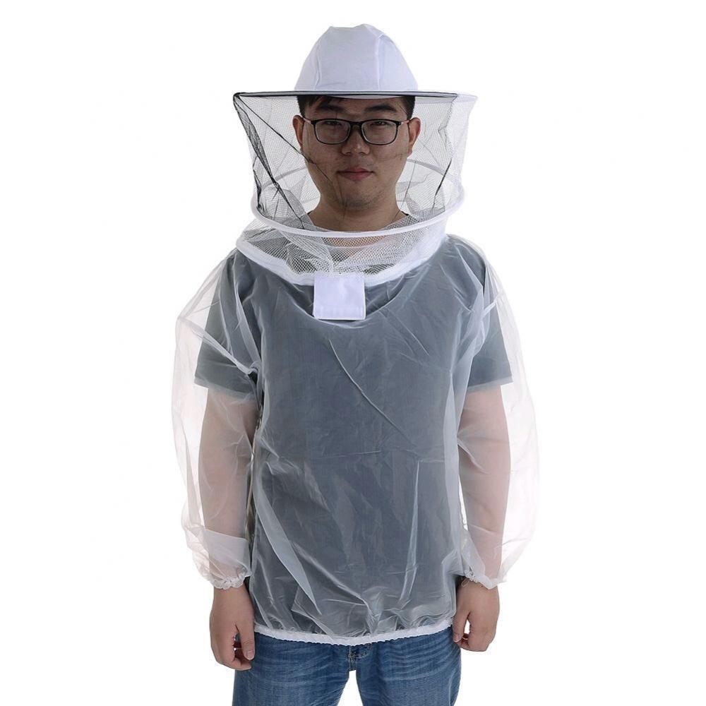 Breathable Beekeeping Suit with Mesh Hat - White Nylon Protective Clothing