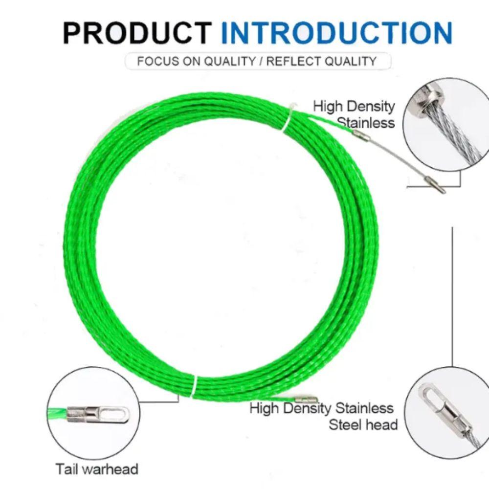 Green Color Cable Push Puller 4MM Diameter Duct Snake Rodder Wall Wire Threading