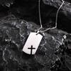 Hollow Cross DogTag Necklaces for Men,Waterproof Stainless Steel Pendant Necklaces,Religious Faith Christ Gift Jewelry