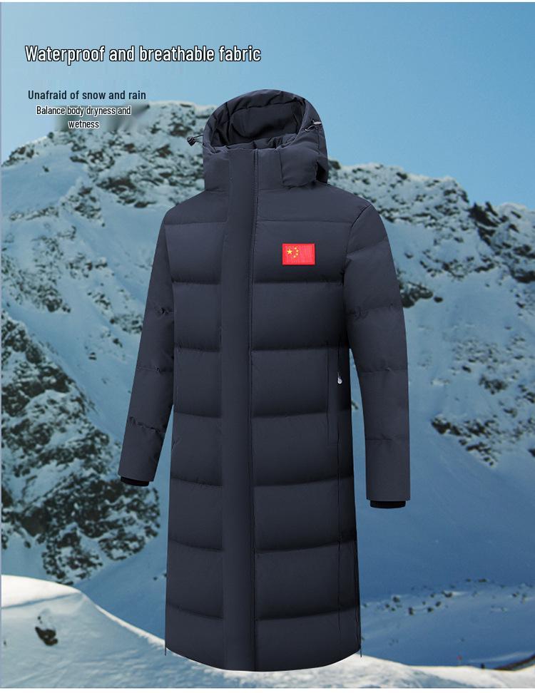 National Standard Long Down Jacket - Unisex Winter Training Coat for Students & Fans
