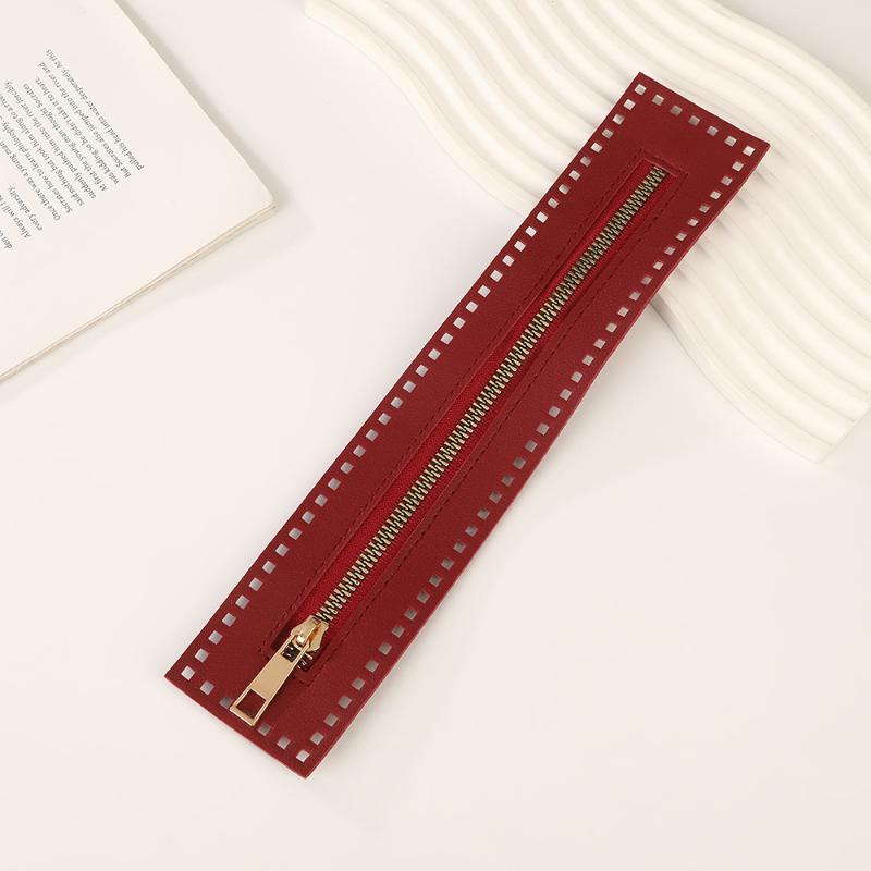 27 cm doppelseitige Leder-Reißverschluss-Utility-Handtasche Leder-Reißverschluss-Utility-Häkeltasche Beschläge Solider Reißverschluss Nähzubehör