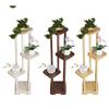 Antique Chinese Style Simplified Indoor Solid Wood Flower Stand Modern Design Space-Saving Pot Holder for Living Room
