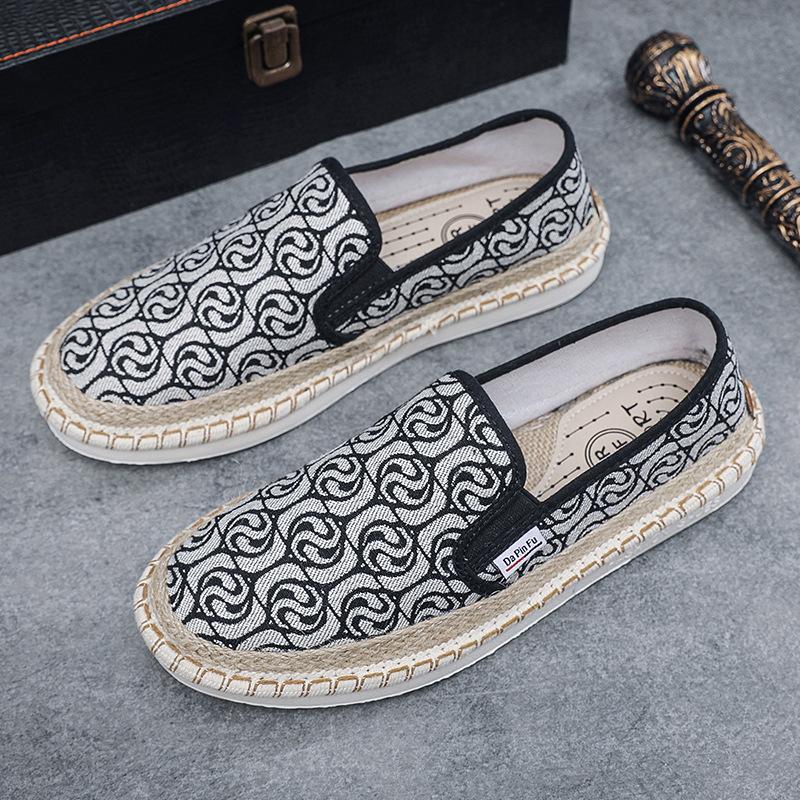 

Мужская обувь повседневная обувь соломенные туфли рыбака старые пекинские тканевые туфли дышащая обувь мужская ленивая трендовая обувь для вождения 39